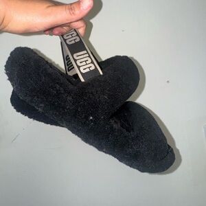 UGG Black Plush Slippers